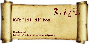 Káldi Ákos névjegykártya
