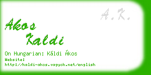 akos kaldi business card